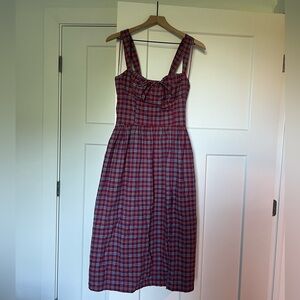 Plaid Sleeveless Midi Dress
